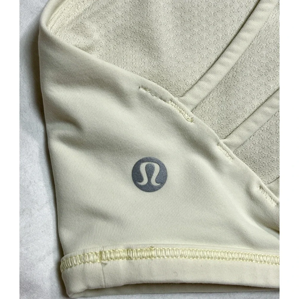 Lululemon Free To Be Wild Sports Bra Size 10 Ivory Criss Cross Strappy Yoga Gym - Picture 5 of 7